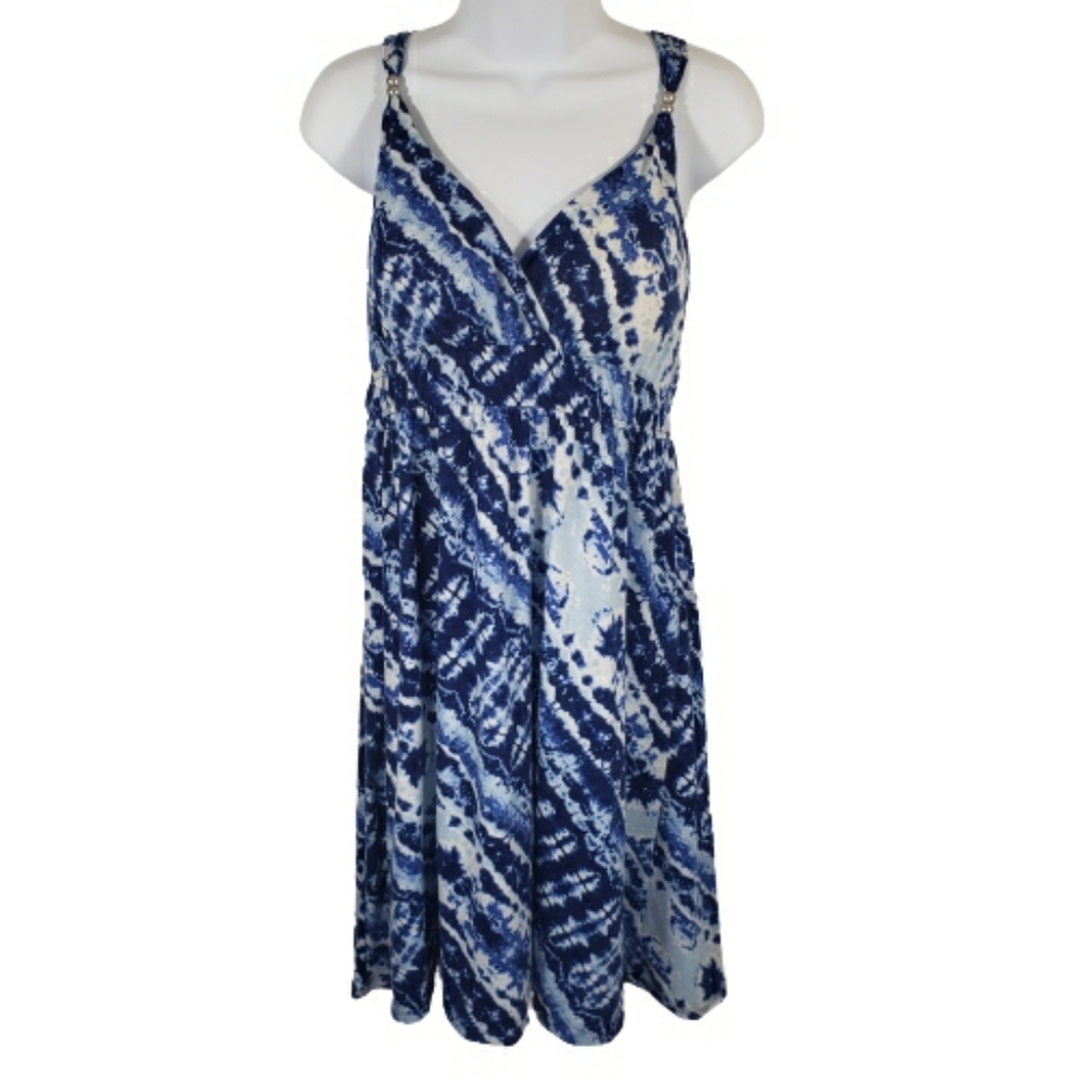 Allison Brittney Blue Tie Dye sleeveless Dress